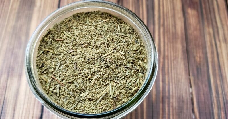 Poultry seasoning on table