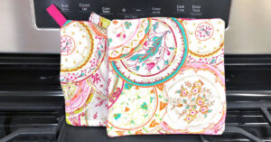 Two easy homemade pot holders on a stove