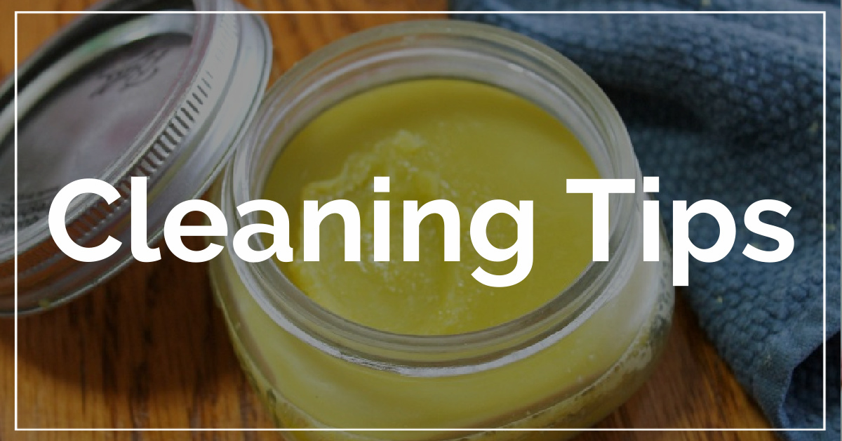 Cleaning Tips category. With a background of furniture polish.