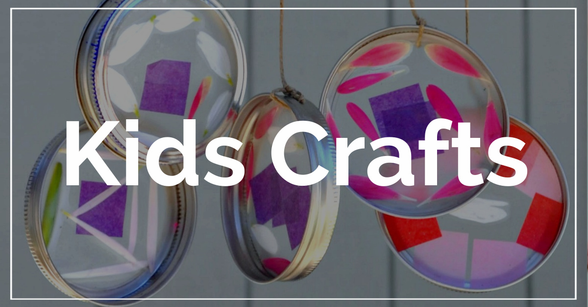 Kids Crafts category. With a background of sun catcher wind chimes.